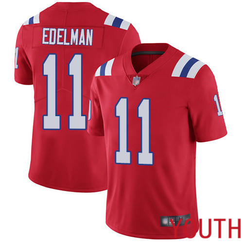 New England Patriots Football #11 Vapor Limited Red Youth Julian Edelman Alternate NFL Jersey->youth nfl jersey->Youth Jersey